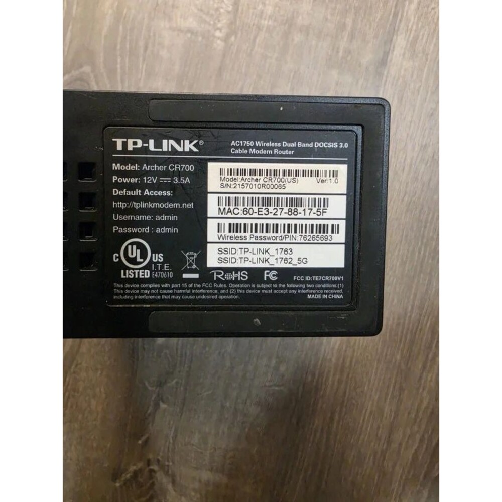 TP-Link Archer CR700 wireless dual band cable modem router
